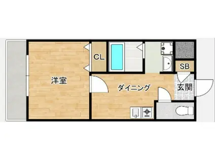 リビングエース平和(1DK/3階)の間取り写真