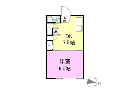 三伸コーポ(1DK/1階)の間取り写真