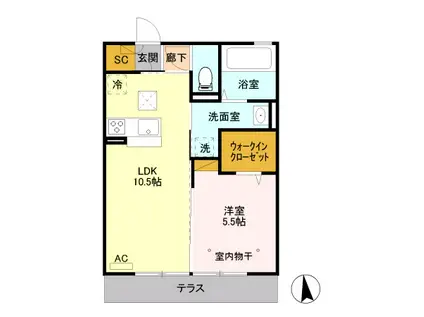 ビオス 浅沼町(1LDK/1階)の間取り写真