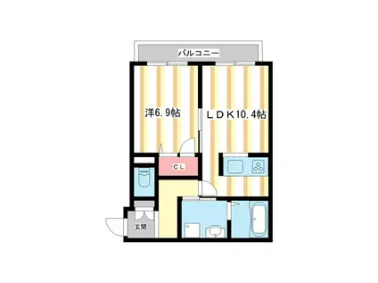 シャーメゾン奈良町(1LDK/3階)の間取り写真