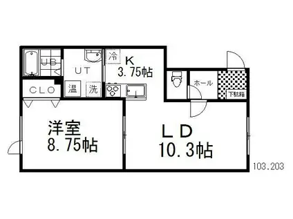 NEVER BRIGHT Α(1LDK/2階)の間取り写真
