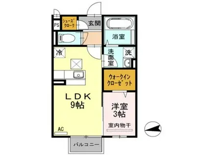 DEAR ROOMサチ(1LDK/1階)の間取り写真