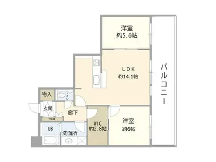 ディアマークスキャピタルタワー(2LDK/28階)の間取り写真