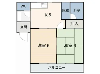 クレールハイツB棟(2K/1階)の間取り写真