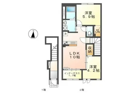フォルトゥーナ(2LDK/2階)の間取り写真