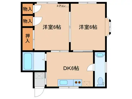 リバーサイドエバラ(2DK/1階)の間取り写真