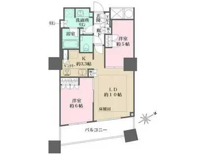 ザ・パークハウス西新宿タワー60(2LDK/36階)の間取り写真