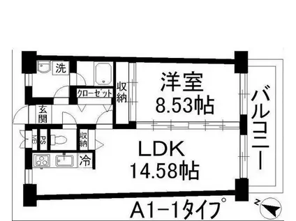 アーバンハイツ住乃江(1LDK/11階)の間取り写真