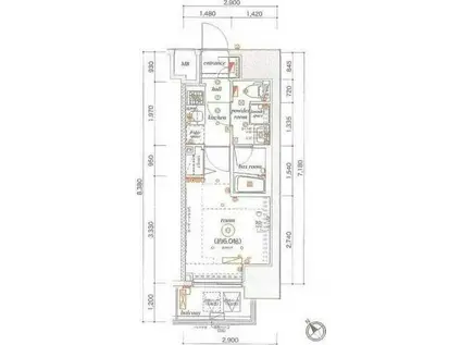 エル・グランジュテ川崎(1K/2階)の間取り写真