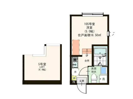 TERRACE・TLICOIII(1K/1階)の間取り写真