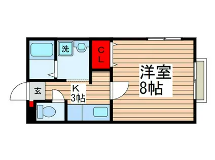 グラシューズ(1K/1階)の間取り写真