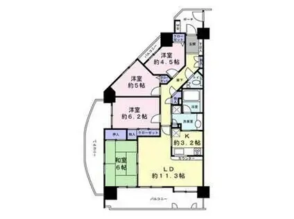 ユアコート川越(4LDK/6階)の間取り写真