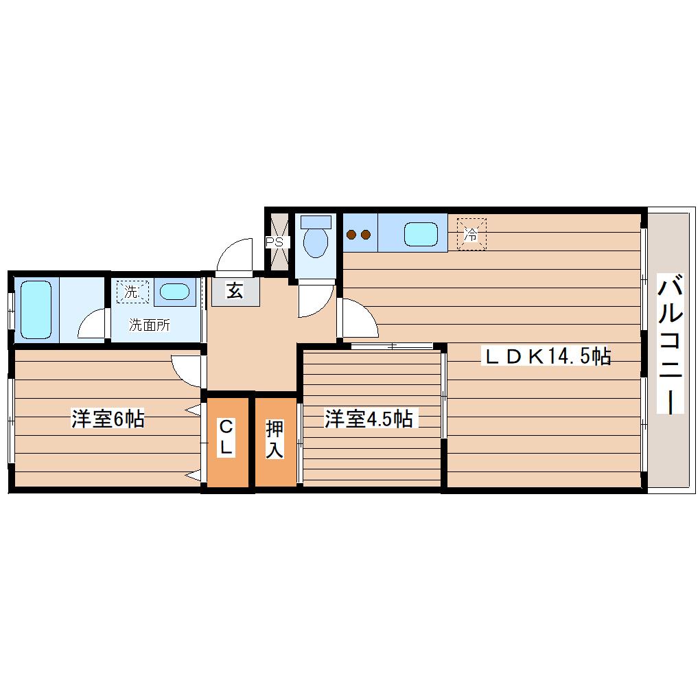 ベルコート長町南(2LDK/2階)の間取り写真