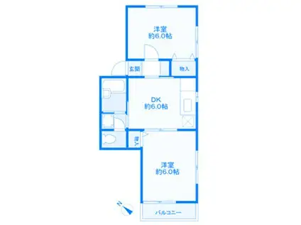 ビューシノハラ(2DK/1階)の間取り写真