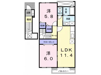フォレストPARK(2LDK/2階)の間取り写真