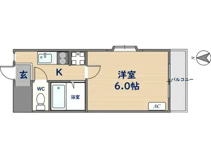 グリーングラス(1K/1階)の間取り写真