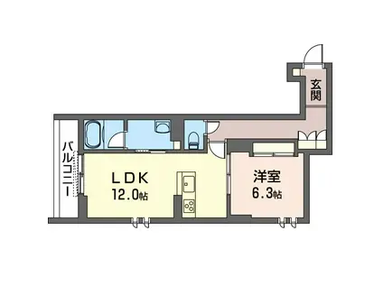 ヘルメスコート(1LDK/2階)の間取り写真