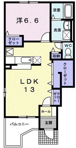 リーガハット23(1LDK/1階)の間取り写真