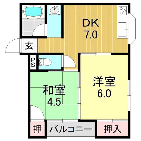 サン&ピース(2DK/2階)の間取り写真