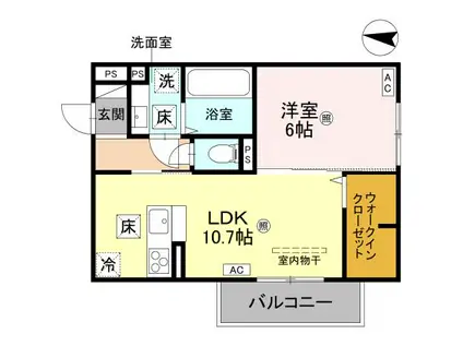 D-REGALO日光N(1LDK/1階)の間取り写真