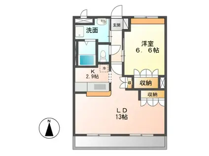 LIVERTY FOREST(1LDK/2階)の間取り写真