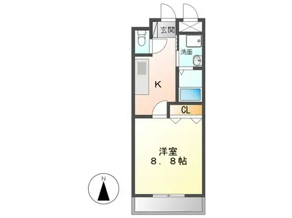 シャルムメゾン(1K/2階)の間取り写真
