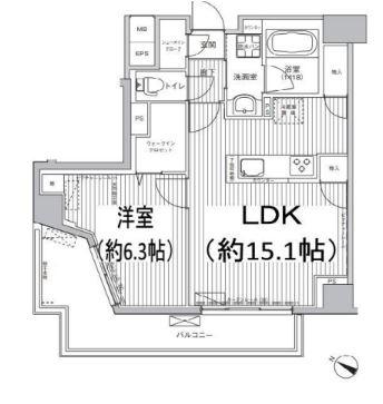 ラポルト祐天寺(1LDK/5階)の間取り写真