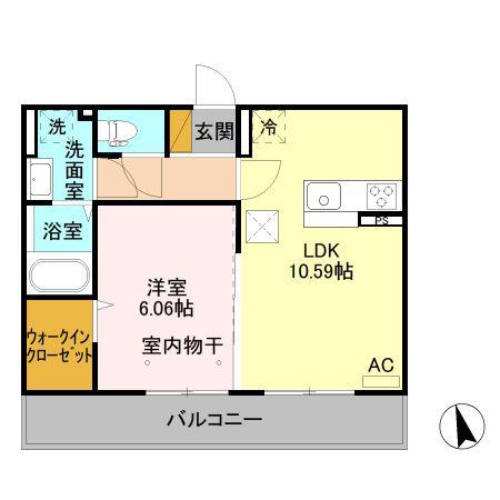 アルファベットI(1LDK/1階)の間取り写真