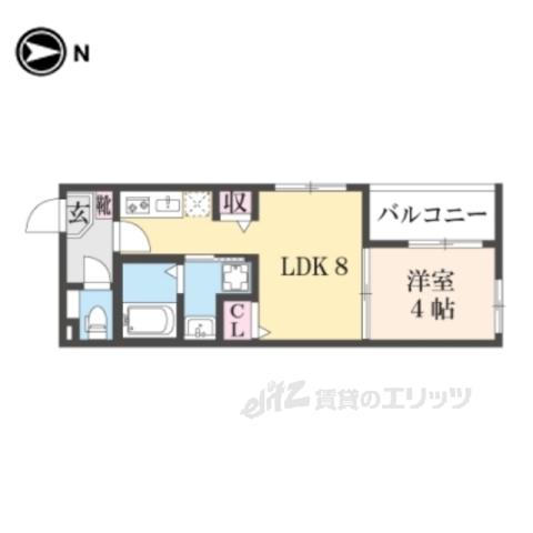 ハーモニーテラス-SY椥辻(1LDK/2階)の間取り写真
