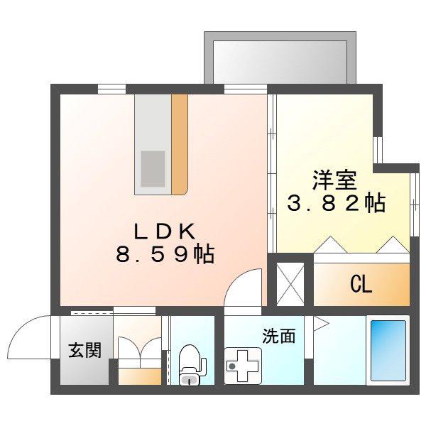 ALIVIA神沢(1LDK/1階)の間取り写真