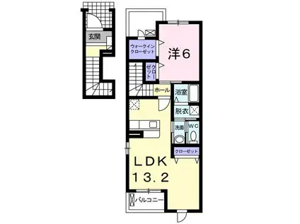 グランブルーB(1LDK/2階)の間取り写真