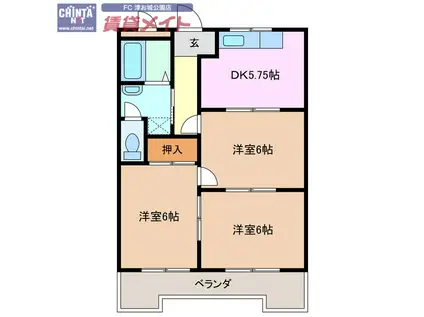 テピカルイブ(3DK/4階)の間取り写真