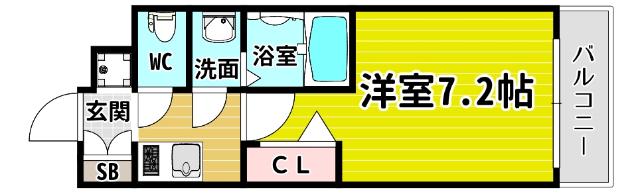クリスタルグランツBAYフロンティア(1K/6階)の間取り写真
