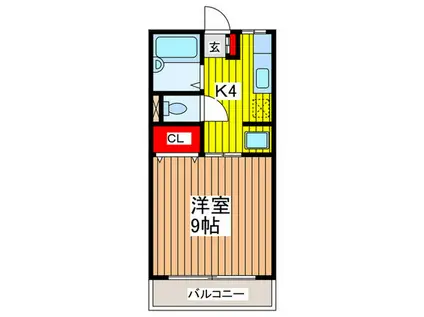 パールハイツ(1K/1階)の間取り写真