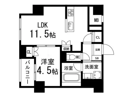 ルアーナ・エール・レジデンス仙台(1LDK/3階)の間取り写真