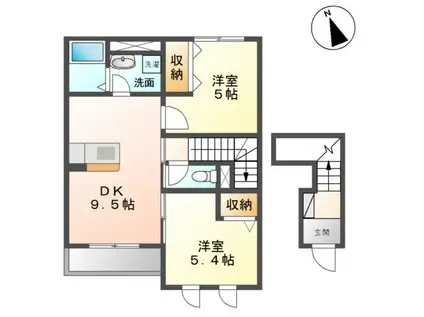 プランドール・アイ(2DK/2階)の間取り写真