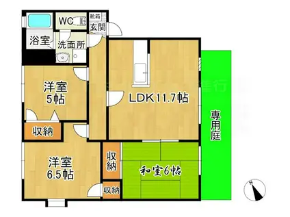 塚原台レイクタウン(3LDK/1階)の間取り写真