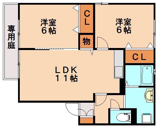 サンマリノ(2LDK/1階)の間取り写真