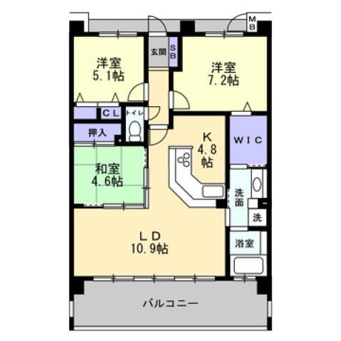 アルファステイツ旭町II(3LDK/3階)の間取り写真
