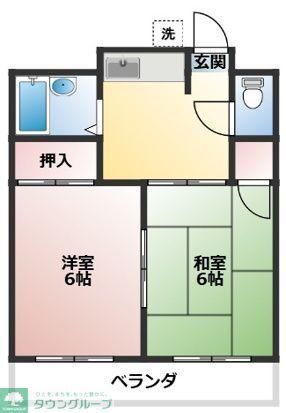 マンション三鈴(2K/2階)の間取り写真
