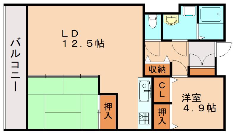 ボナール壱号館(2LDK/1階)の間取り写真