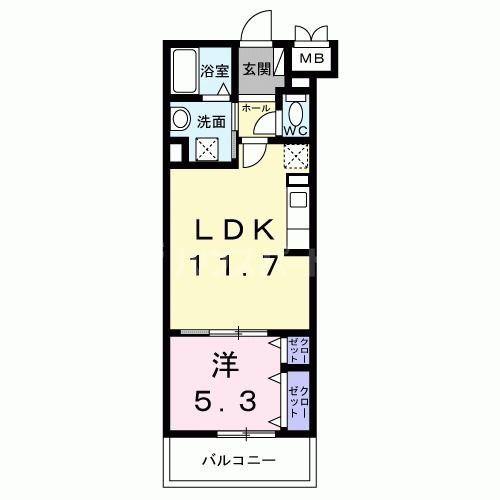 ソレアード志茂(1LDK/4階)の間取り写真
