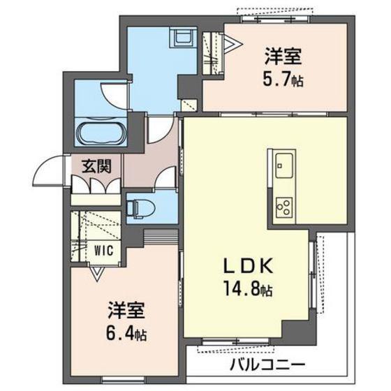 グレイスジャスティ(2LDK/3階)の間取り写真
