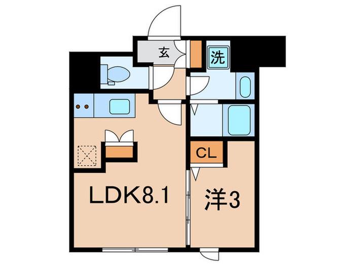 AGRATIO品川大井(1LDK/2階)の間取り写真
