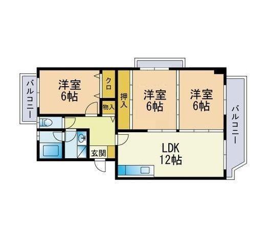 レジデンス渡邊2(3LDK/3階)の間取り写真