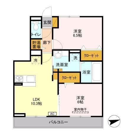 フォレストI(2LDK/3階)の間取り写真