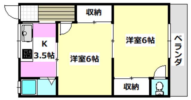 中里文化1号棟(2K/1階)の間取り写真
