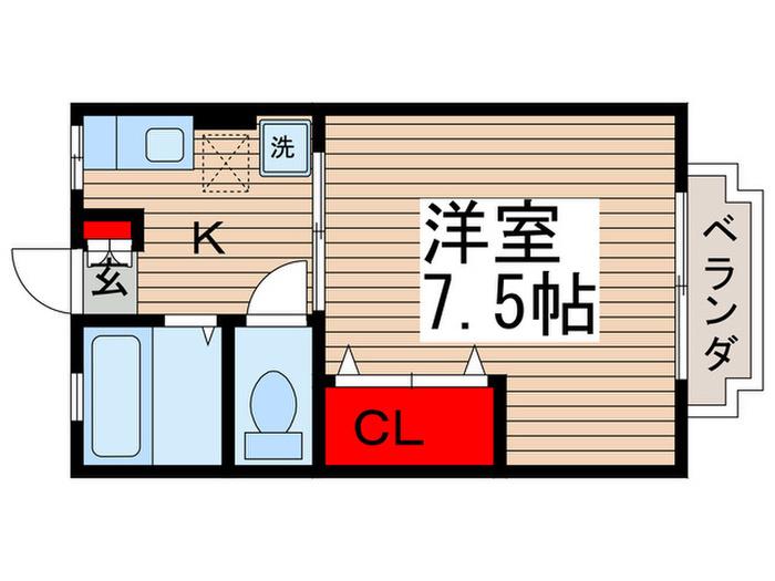 SKコーポ(1K/2階)の間取り写真