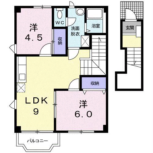チャレロ21三番館C棟(2LDK/2階)の間取り写真