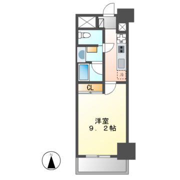 パークアクシス名古屋山王一丁目(1K/9階)の間取り写真